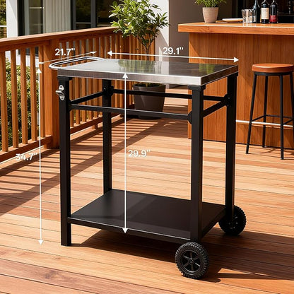 Endark Grill Cart, Grill Table, Outdoor Kitchen, Rolling Dining Table, - Image 3
