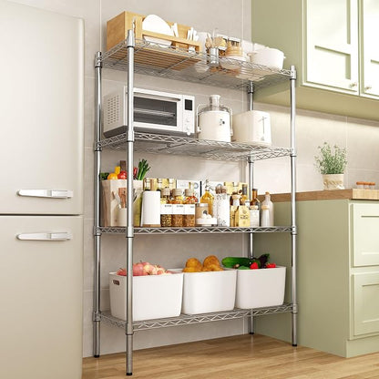 Auslar 4-Tier Heavy Duty Wire Shelving, Adjustable Storage Rack, Chrome | 14"D - Image 2