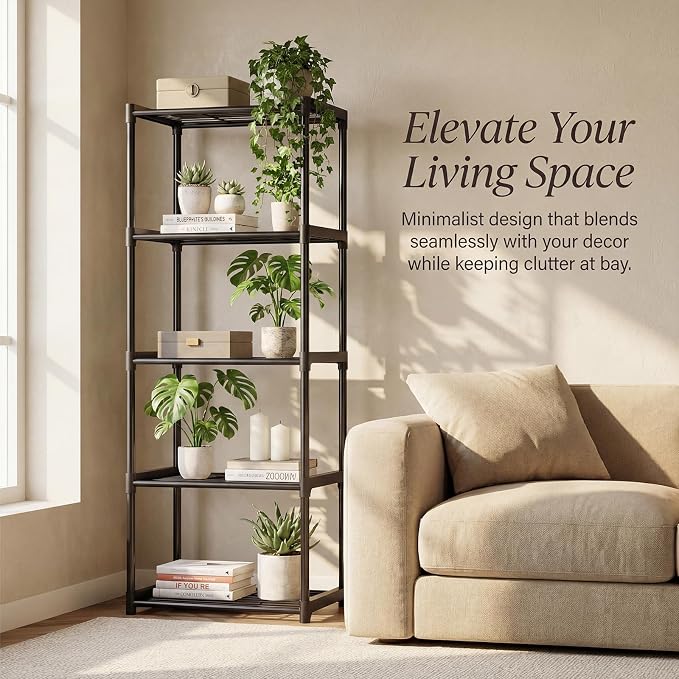 5-Tier Storage Shelves with Plastic Connectors – Metal Shelf Organizer - Image 5