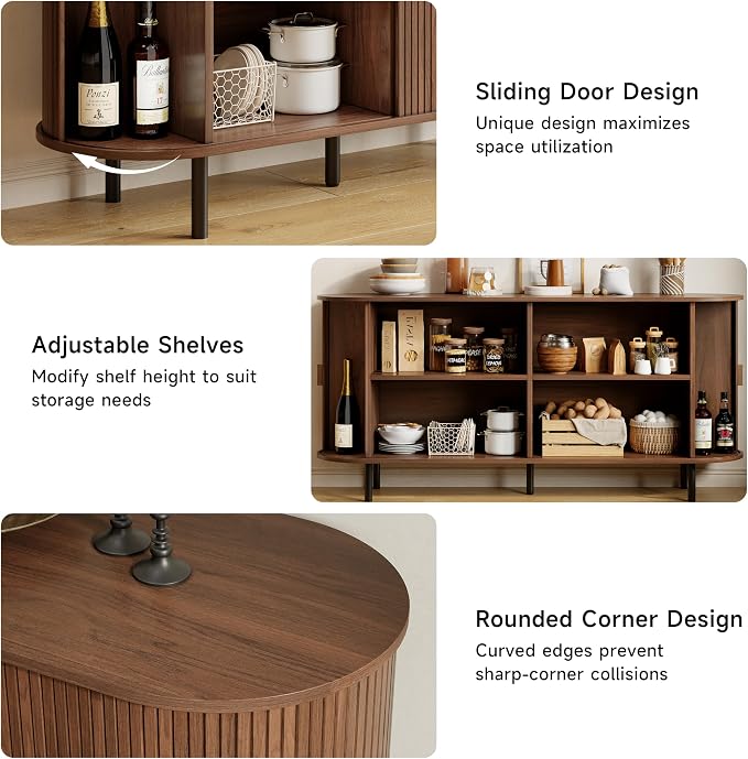 Buffet Sideboard Cabinet with Storage, Modern Accent Coffee Bar Console Table - Image 5