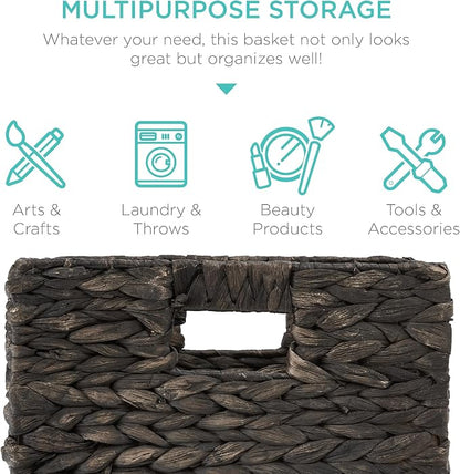 Best Choice Products 13x13in Pack of 5 Cube Storage Baskets, Water Hyacinth - Image 5