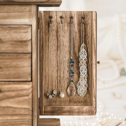 Emfogo Jewelry Box for Women, Rustic Wooden Jewelry Boxes & Organizers - Image 4