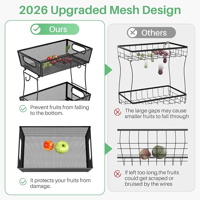 SNTD 2-Tier Mesh Fruit Basket for Kitchen Counter - Image 3