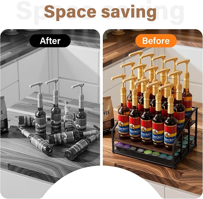 Coffee Syrup Rack Organizer, 4-Tier 12 Bottle Syrup Rack - Image 8