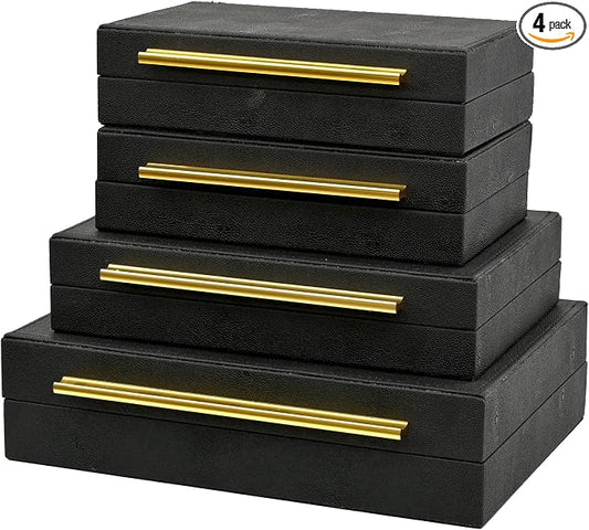Faux Shagreen Leather Jewelry Boxes Set of 4 by DECOR4SEASON