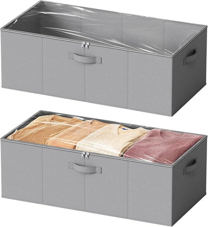 SpaceAid 2 Pack 10" High Under Bed Storage Containers, Large Underbed Storage by SpaceAid