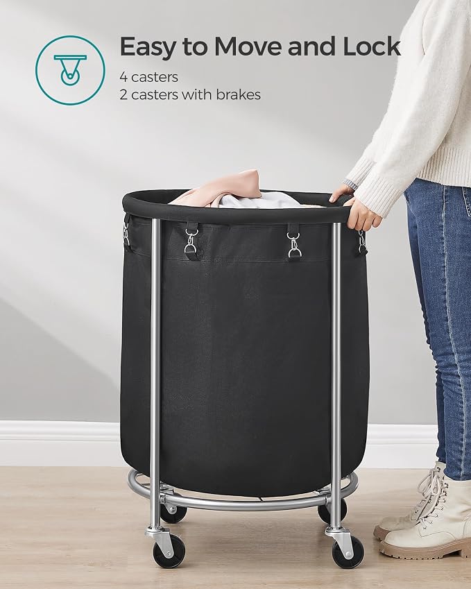 SONGMICS Laundry Basket, Rolling Steel Frame - Image 8