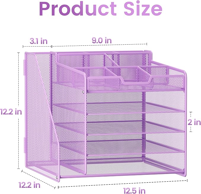 Lavatino 5-Tier Metal Mesh Desk Organizer - Image 7