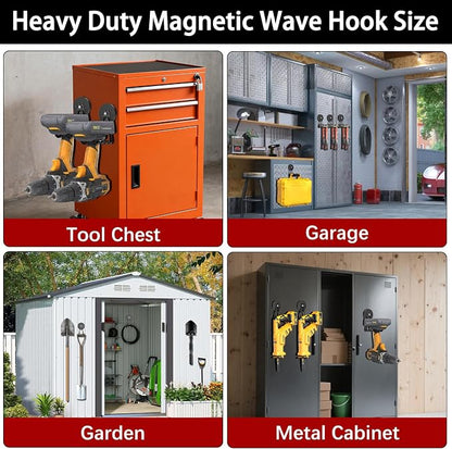 3-H Magnetic Wave Hooks Heavy Duty 2 Pack, Large Magnet Garage Hooks Heavy Duty - Image 7