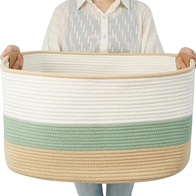 danpinera Large Woven Basket, 108L Rectangular Woven Storage Basket by danpinera