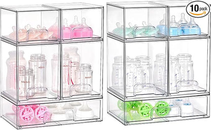 Vtopmart 10 Pack Baby Bottle Organizer Set, Stackable Storage Drawers Ideal by Vtopmart