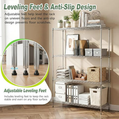 BestOffice 4-Tier Wire Shelving Unit, 1000 LBS Heavy Duty Metal Storage Shelves - Image 6
