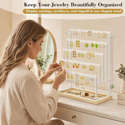 Large 5 Tier Earring Organizer and Holder, jewelry holder stand, clean white - Image 5