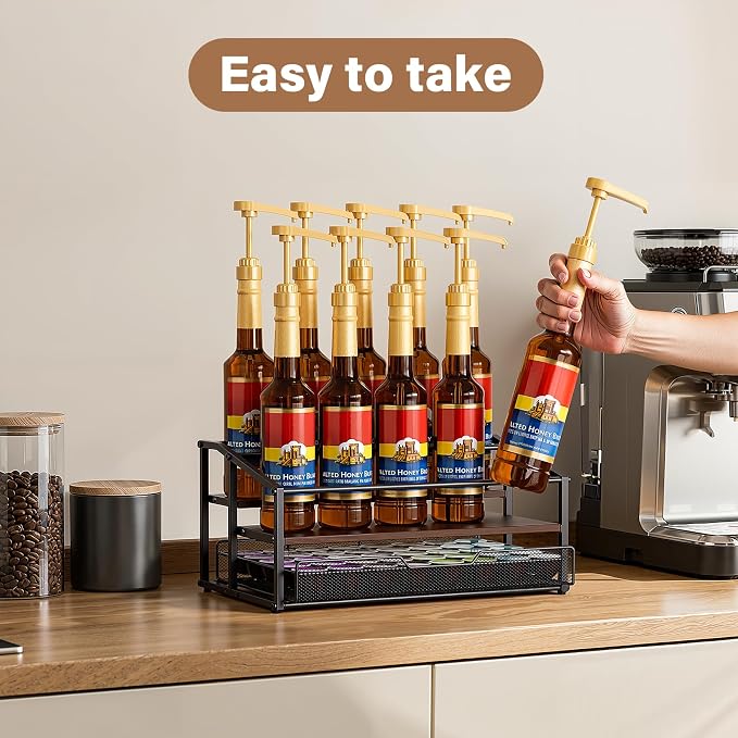 Coffee Syrup Rack Organizer, 3-Tier 10 Bottle Syrup Rack - Image 2