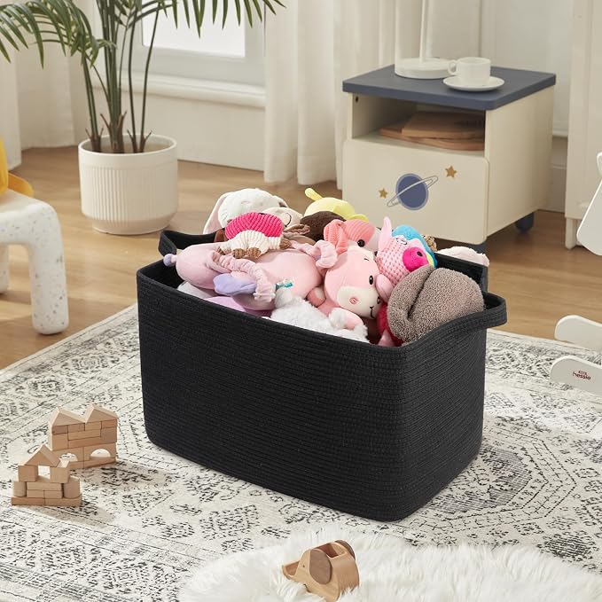 95L Extra Large Blanket Basket, Rectangle Nursery Blanket Storage - Image 5