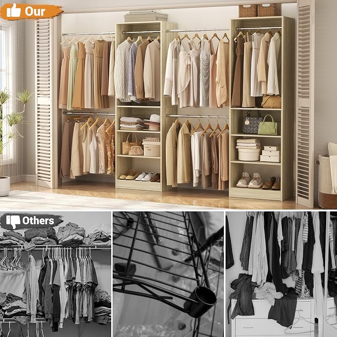 Homieasy Closet System, 4.5-11.5 Ft Expandable Closet Organizer, Light Oak | 5 - Image 6