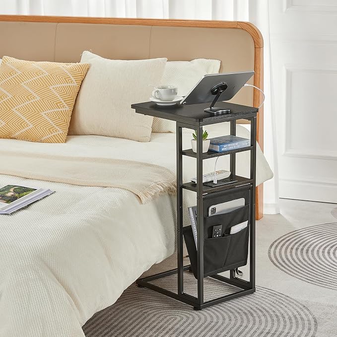 C Shaped End Table with Charging Station, Under Couch Table C-Shaped End Table - Image 2