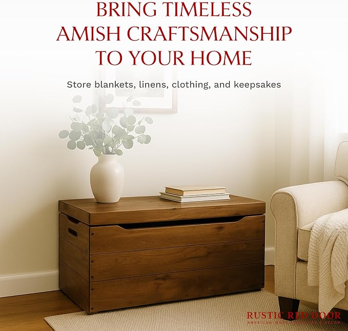 Amish Made Wooden Storage Chest Trunk Box - Image 4