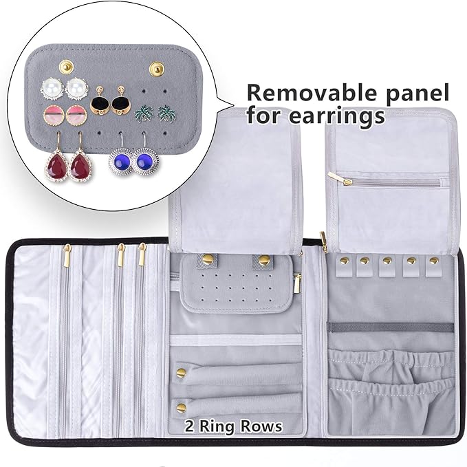 Teamoy Velvet Travel Jewelry Roll, Jewelry Storage Bag Organizer - Image 3