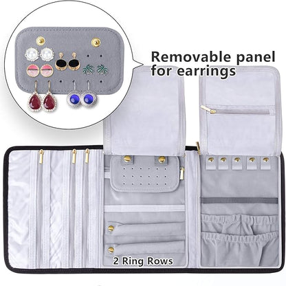 Teamoy Velvet Travel Jewelry Roll, Jewelry Storage Bag Organizer - Image 3