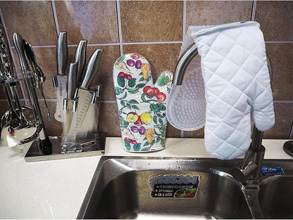 Oven Mitts Set of 2 with Transparent Clear Silicone Shell and Nice Friut Flower - Image 7