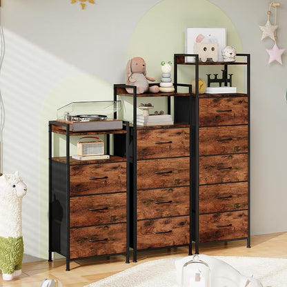 Somdot Nightstand with 4 Drawers, Vertical Fabric Dresser - Image 8