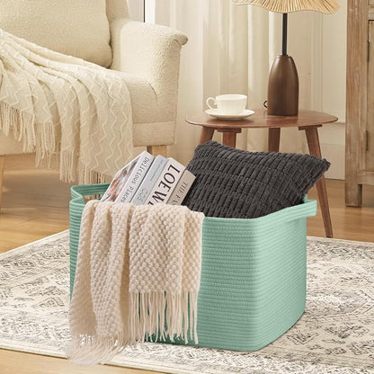 95L Extra Large Blanket Basket, Rectangle Nursery Blanket Storage - Image 6