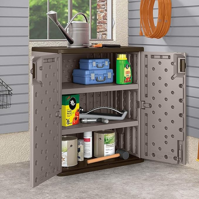 Suncast 4 Pack 9 Cu. Ft. Base Storage Cabinet, Resin Garage Organizer, Platinum - Image 2