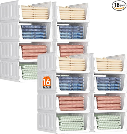 Lifewit 16 Pack Stackable Closet Organizers and Storage Basket by Lifewit
