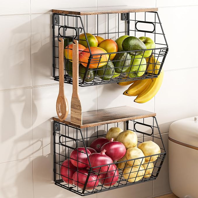 Delamu Stackable Metal Fruit Basket - Image 2