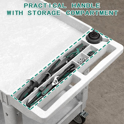 Heavy Duty Utility Rolling Tool Cart, 550 lbs Capacity Plastic Rolling Carts - Image 4
