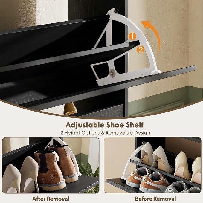 Nicetree Shoe Cabinet with 3 Flip Drawers, Narrow Shoe Organizer Cabinet - Image 7