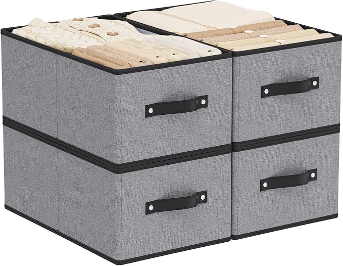 Foldable Storage Bins with Handles, Fabric Storage Cubes by YheenLf