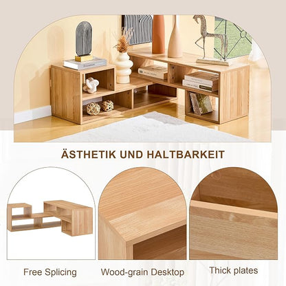 L-Shaped TV Stand for TVs up to 50''+, Modular TV Stand Light Wood | Modern - Image 8