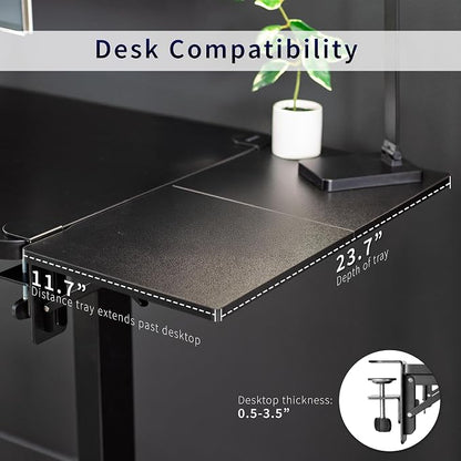 VIVO Clamp-on 24 x 12 inch Desk Extender, Wrist Support, Foldable Keyboard Tray - Image 3