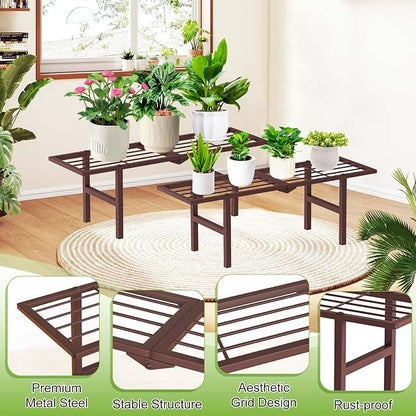 2 Pack Metal Plant Stand Outdoor Indoor, 1 Tier Folding Tiered Flower Plant - Image 6