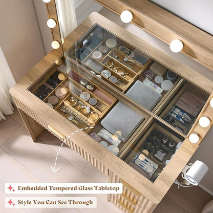 AMERLIFE 36.2" Fluted Vanity Desk - Image 6