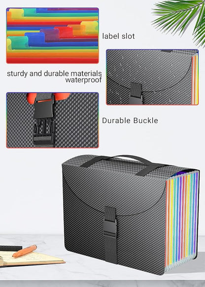 Expanding File Folders with Handle, Accordion File Organizer 13 Expandable - Image 2