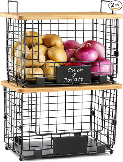 2 Set XL Stackable Wire Basket by AOZITA