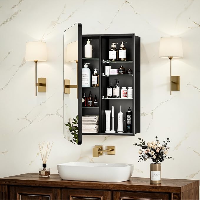 16x24 Black Medicine Cabinet by GoTiling
