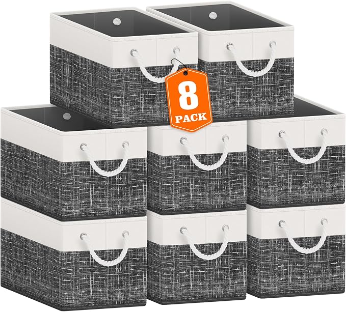 Storage Bins 8-Pack, Foldable Storage Baskets by Fabtotes