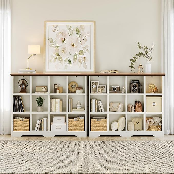 OffiGo 8 Cube Organizer Bookcase, Modern Farmhouse Open Shelf - Image 7