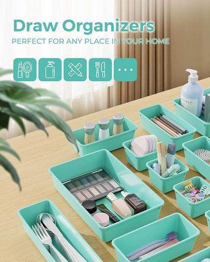 BiuLeon 25 PCS Plastic Drawer Organizers Set, 4-Sizes Vanity and Makeup - Image 3