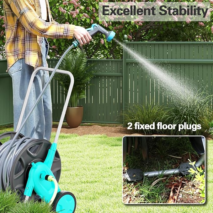 Portable Garden Hose Reel Cart, Hold Up to 100-120 Ft of 5/8 Inch Hose - Image 6