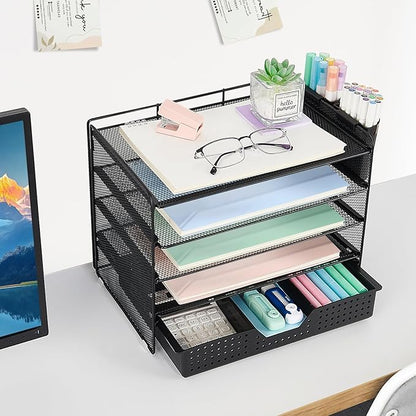 LEKETREE Desk Organizer and Accessories, 5-Tier Paper Letter Tray Organizer - Image 3