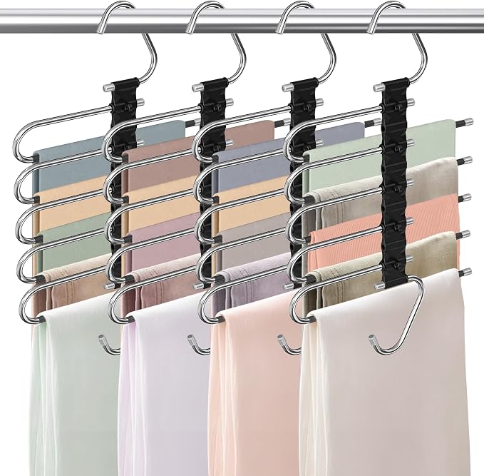 Upgrade Pant Hangers Space Saving, Non Slip Stainless Steel Multifunctional by Besslly