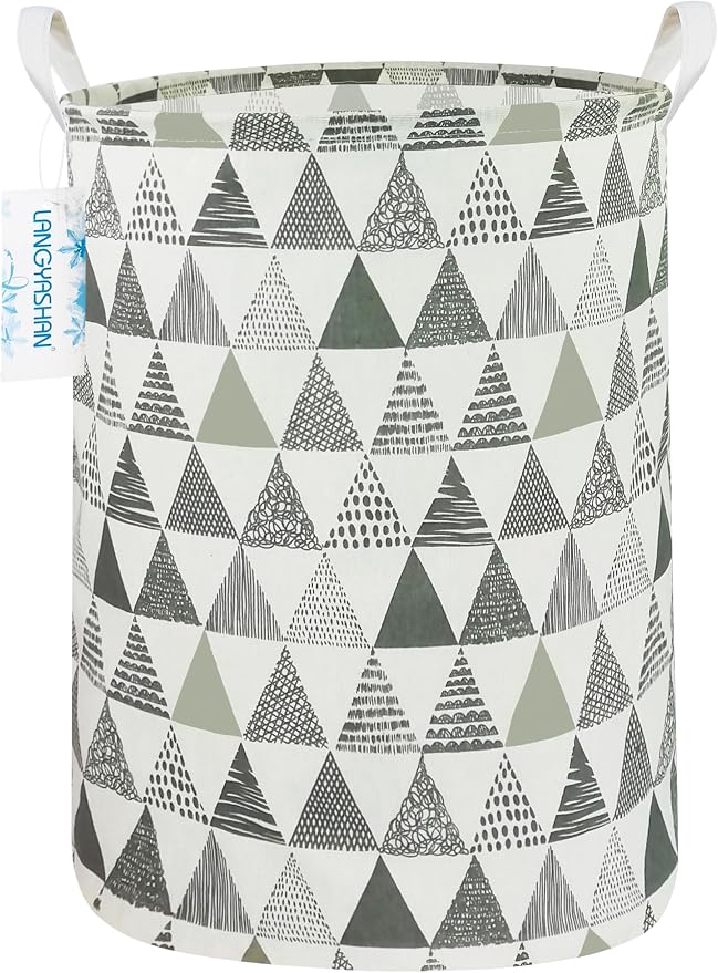 LANGYASHAN Laundry Basket Canvas Fabric Collapsible Organizer Basket by LANGYASHAN