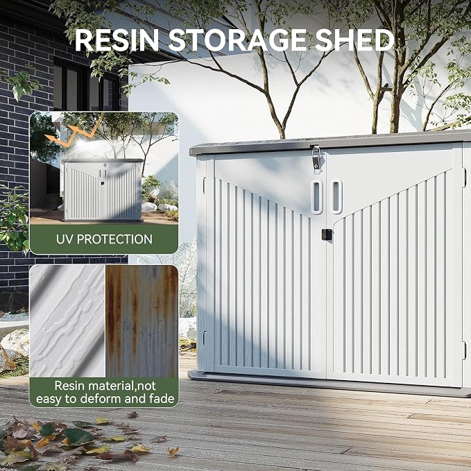 Aoxun 35 Cu.Ft Outdoor Storage Shed, Waterproof Horizontal Resin Cabinet - Image 3