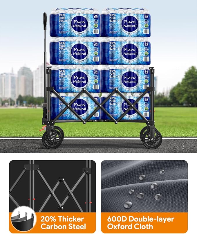 Wagons Carts Foldable, Collapsible Foldable Wagon 330lbs Capacity, 180L Large - Image 7