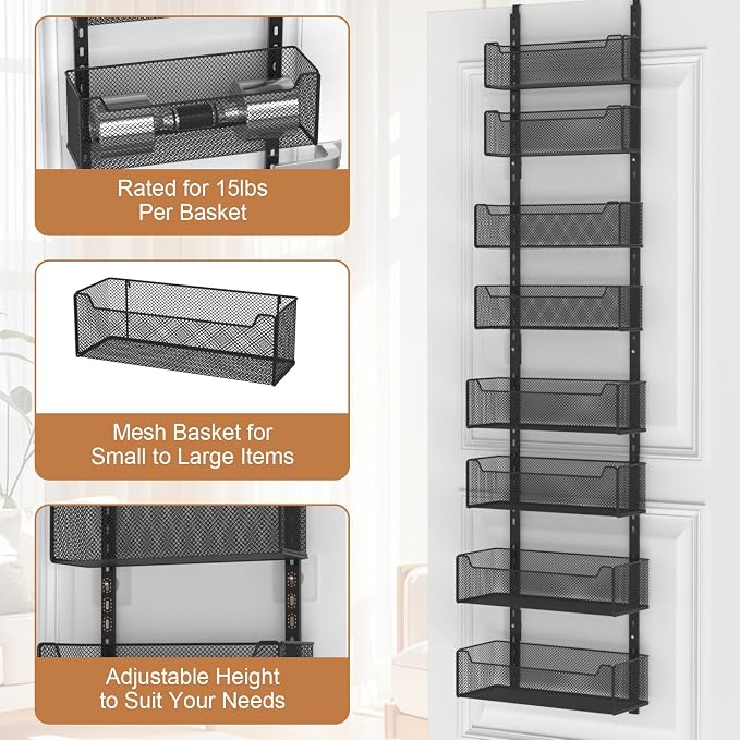 VyGrow Over The Door Organizer, 8-tier Metal Door Organizer Hanging - Image 6